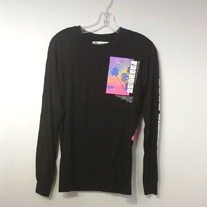 Black Long Sleeve Shirt with Graphic Print, Sz Small, Gentle Used